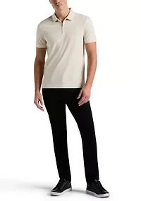 Men's Vertical Ribbed Knit Polo Shirt