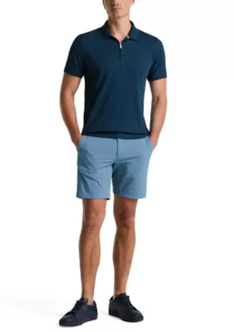 Men's Vertical Ribbed Knit Polo Shirt