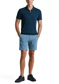 Men's Vertical Ribbed Knit Polo Shirt
