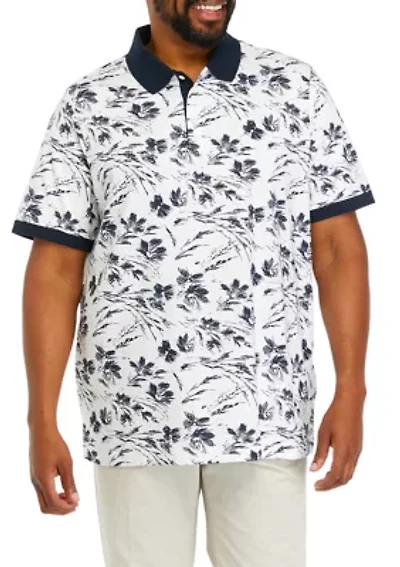 Big & Tall Short Sleeve Large Floral Print Polo Shirt