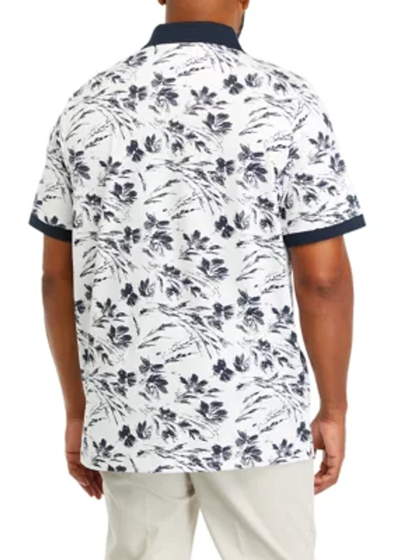 Big & Tall Short Sleeve Large Floral Print Polo Shirt