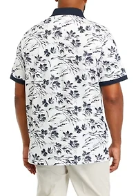 Big & Tall Short Sleeve Large Floral Print Polo Shirt