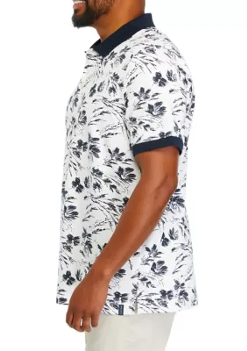 Big & Tall Short Sleeve Large Floral Print Polo Shirt