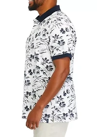 Big & Tall Short Sleeve Large Floral Print Polo Shirt