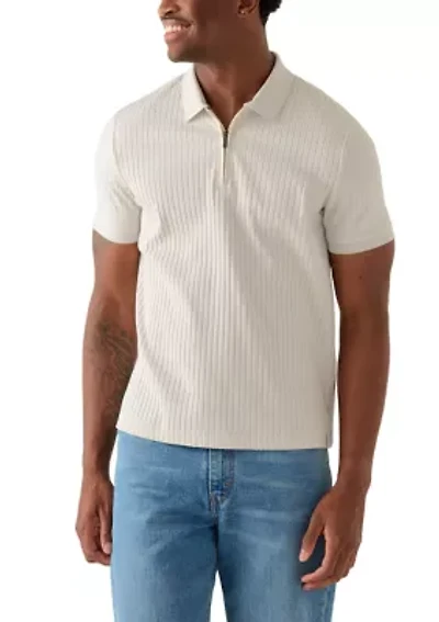 Ribbed 1/4 Zip Polo Shirt