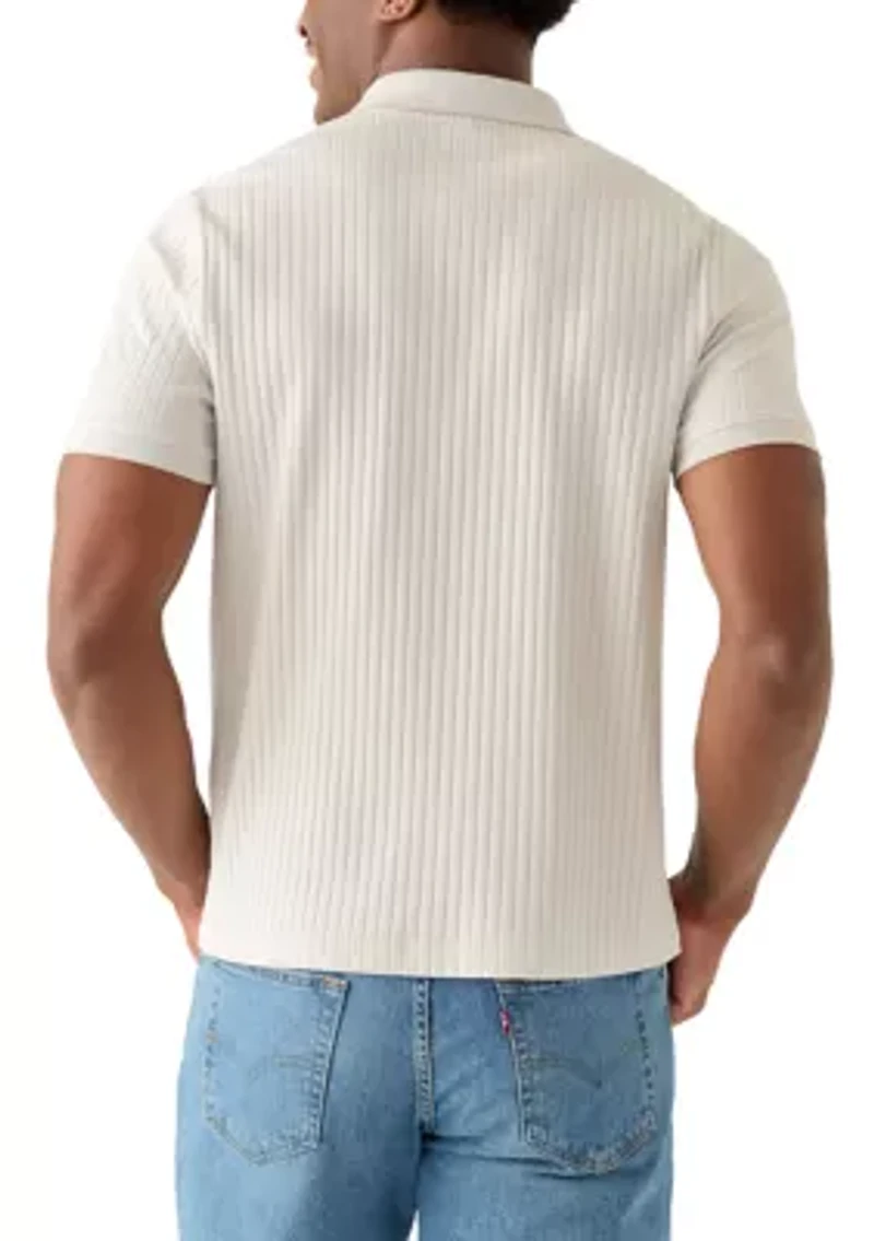 Ribbed 1/4 Zip Polo Shirt