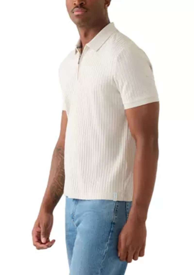Ribbed 1/4 Zip Polo Shirt