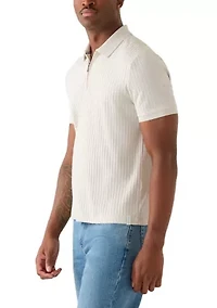 Ribbed 1/4 Zip Polo Shirt
