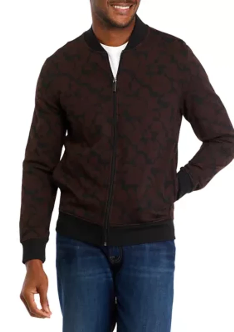 Men's Poly Floral Jacquard Bomber