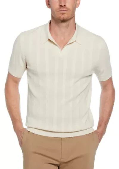 Men's Short Sleeve Mesh Stripe Polo Shirt