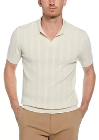 Men's Short Sleeve Mesh Stripe Polo Shirt