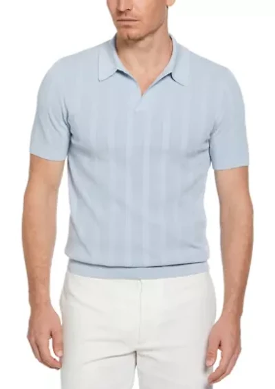 Men's Short Sleeve Mesh Stripe Polo Shirt