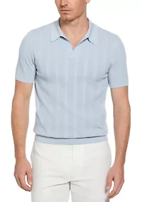 Men's Short Sleeve Mesh Stripe Polo Shirt