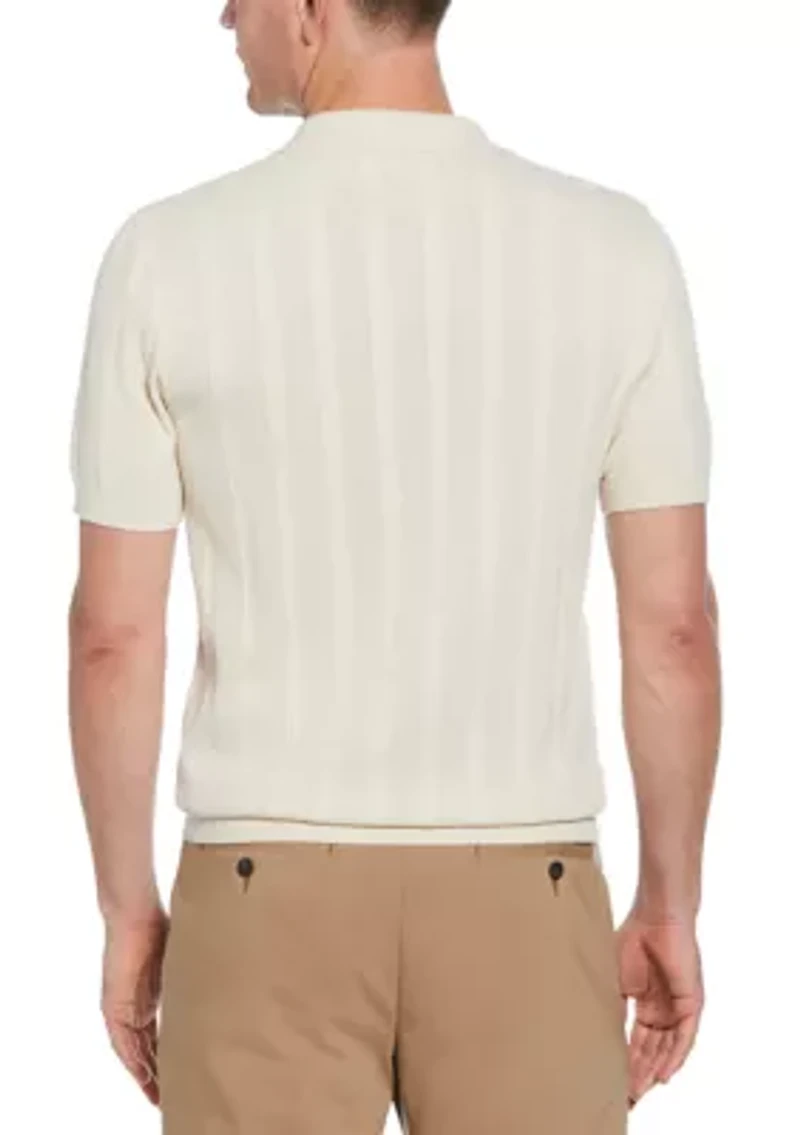 Men's Short Sleeve Mesh Stripe Polo Shirt