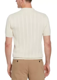 Men's Short Sleeve Mesh Stripe Polo Shirt