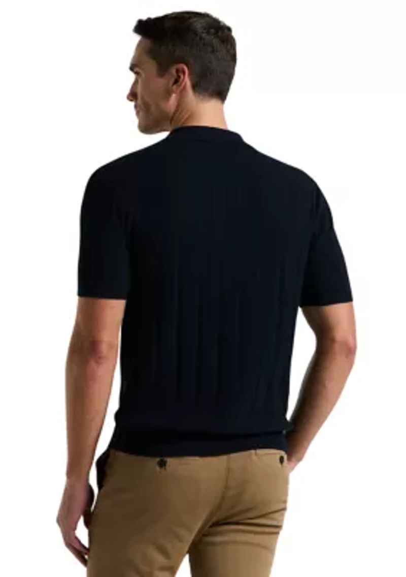 Men's Short Sleeve Mesh Stripe Polo Shirt