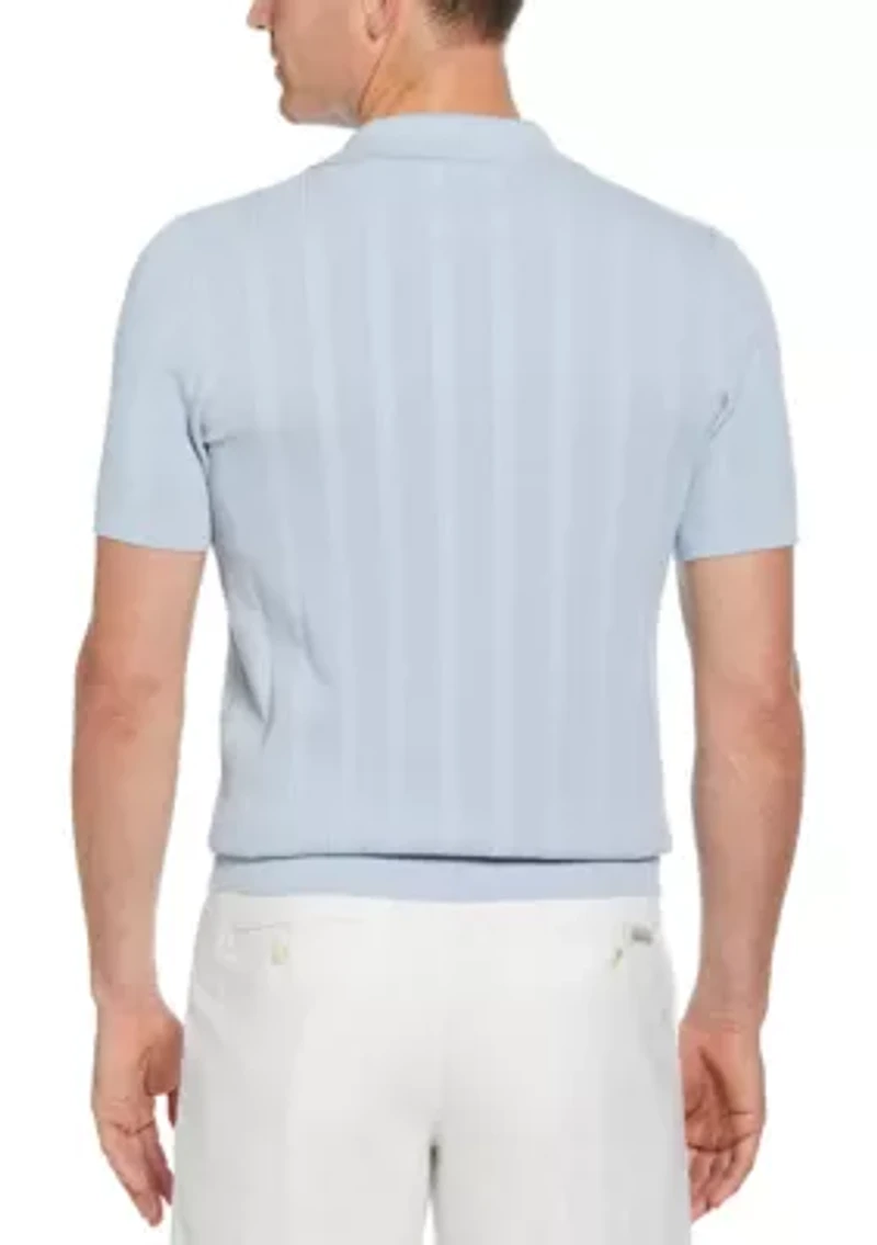 Men's Short Sleeve Mesh Stripe Polo Shirt