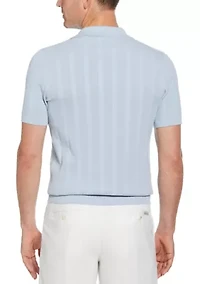 Men's Short Sleeve Mesh Stripe Polo Shirt