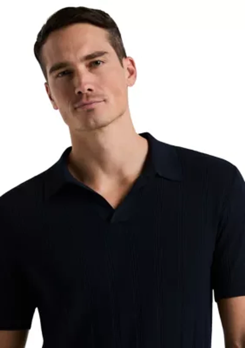 Men's Short Sleeve Mesh Stripe Polo Shirt