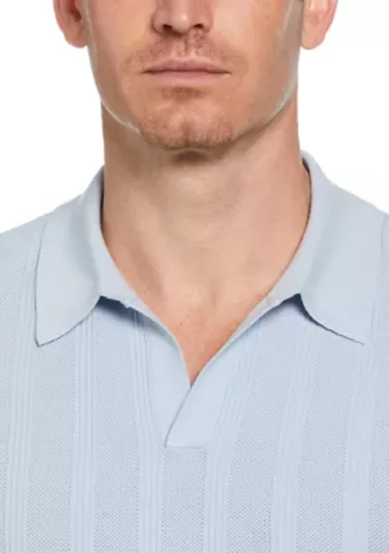 Men's Short Sleeve Mesh Stripe Polo Shirt