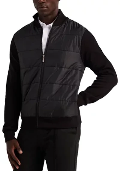 Woven Quilted Zip Mock Jacket