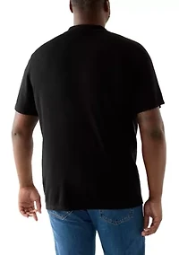 Big & Tall Short Sleeve Color Block Quarter Zip Polo Shirt