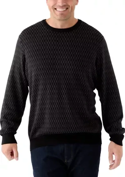 Big & Tall Geometric Jacquard Crew Neck Pullover