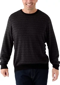Big & Tall Geometric Jacquard Crew Neck Pullover