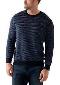 Big & Tall Geometric Jacquard Crew Neck Pullover