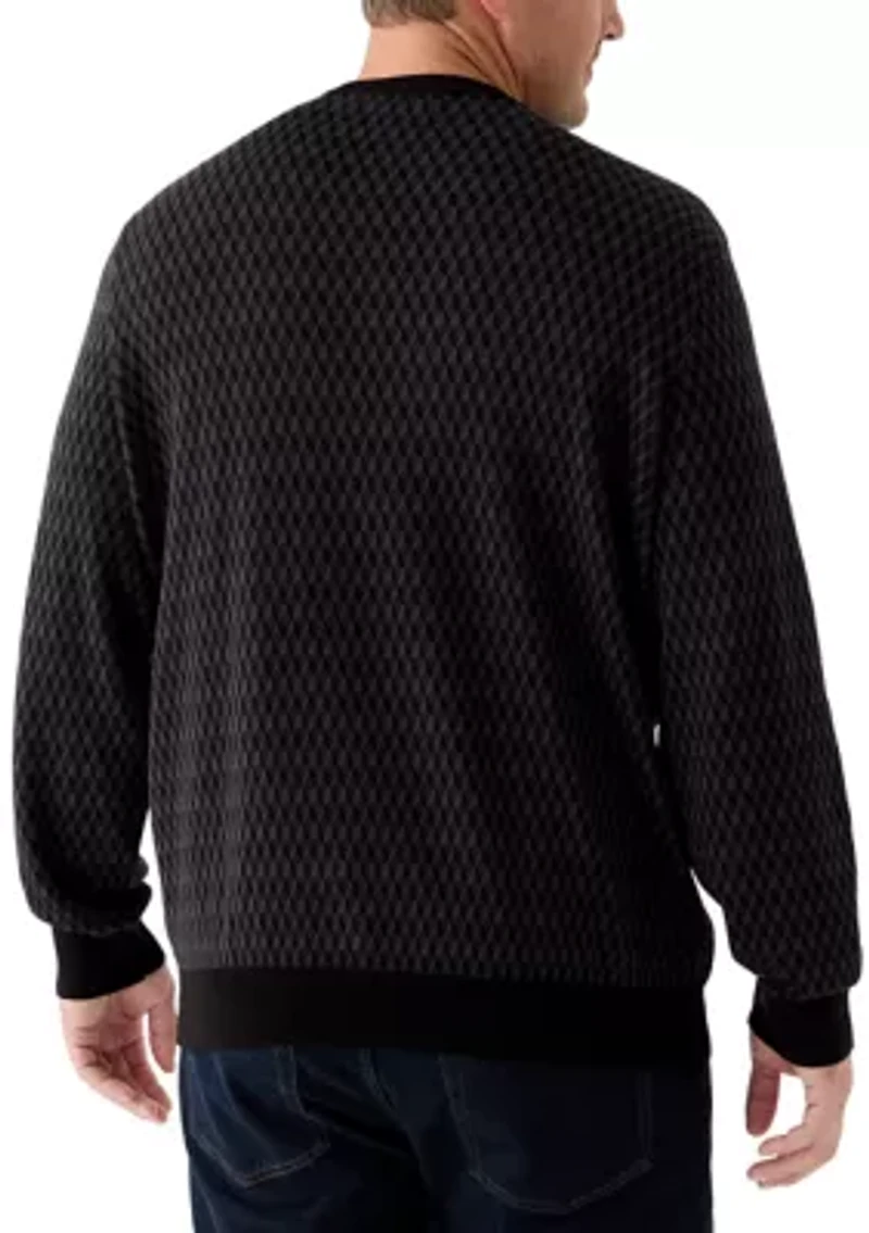 Big & Tall Geometric Jacquard Crew Neck Pullover
