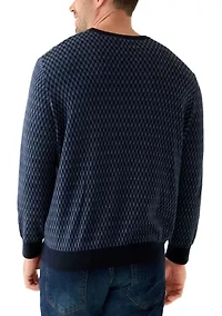 Big & Tall Geometric Jacquard Crew Neck Pullover