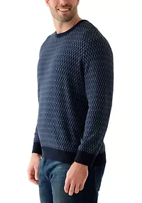 Big & Tall Geometric Jacquard Crew Neck Pullover