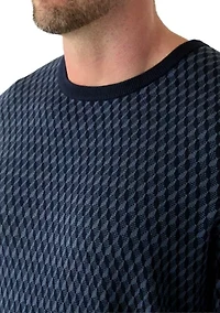 Big & Tall Geometric Jacquard Crew Neck Pullover