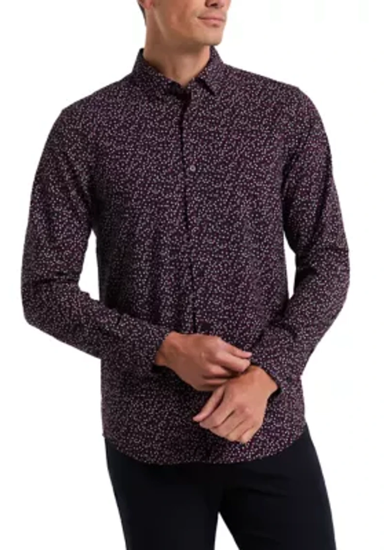 Men's Slim Floral Printed Dress Shirt