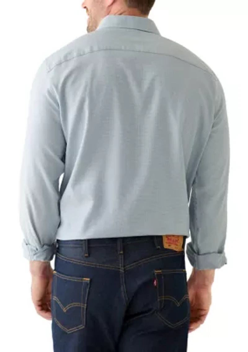 Big & Tall Long Sleeve Herringbone Dobby Shirt