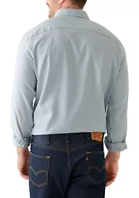 Big & Tall Long Sleeve Herringbone Dobby Shirt