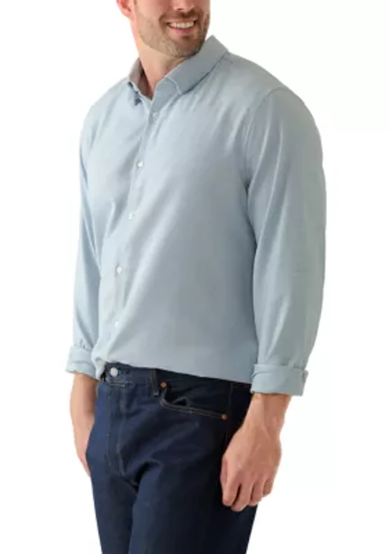 Big & Tall Long Sleeve Herringbone Dobby Shirt