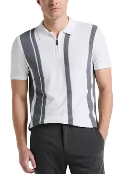 Tech Stripe Zip Polo Shirt