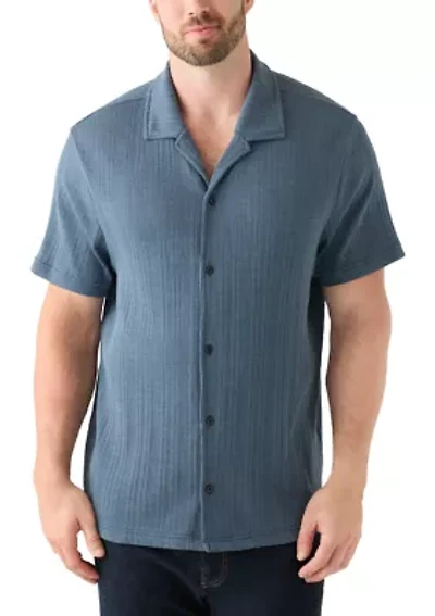 Big & Tall Short Sleeve  Stripe Camp Shirt