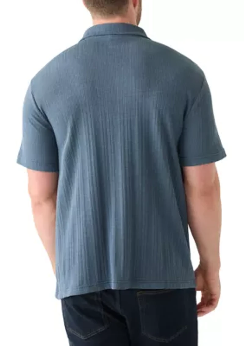 Big & Tall Short Sleeve  Stripe Camp Shirt