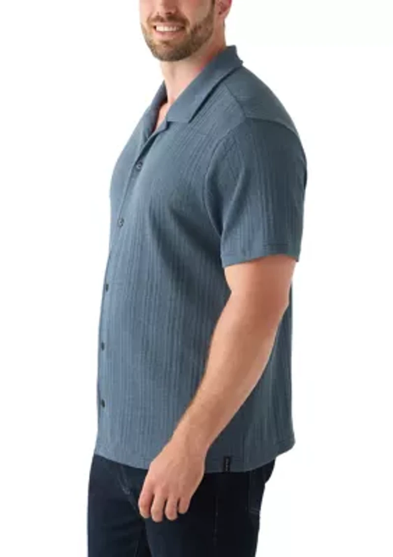 Big & Tall Short Sleeve  Stripe Camp Shirt