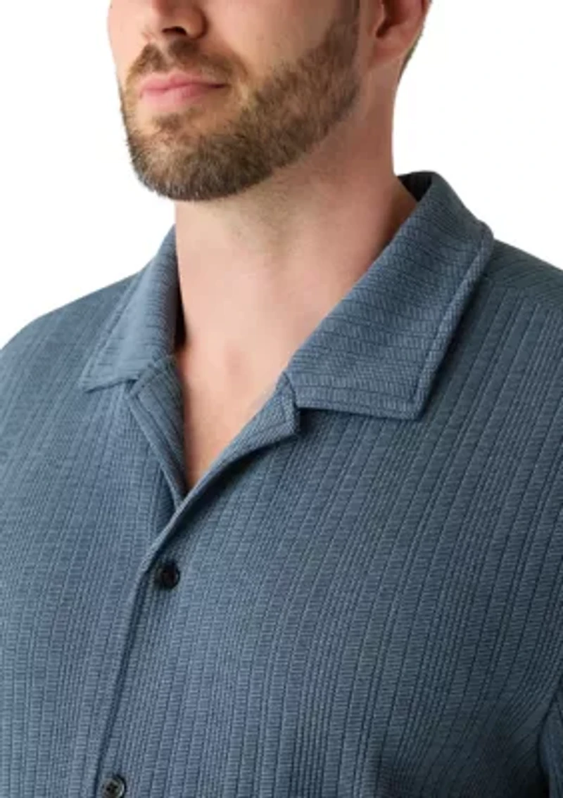 Big & Tall Short Sleeve  Stripe Camp Shirt