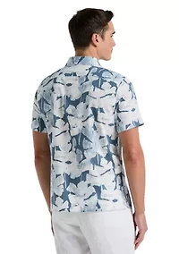 Short Sleeve Textured Leaf Slub Shirt