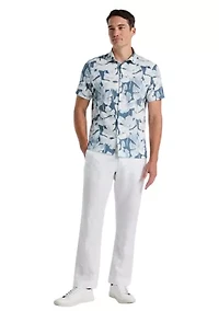 Short Sleeve Textured Leaf Slub Shirt