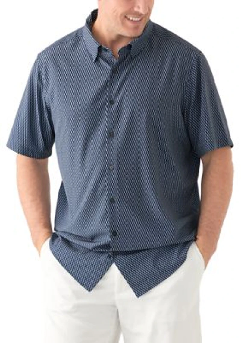 Big & Tall Short Sleeve Slim Diagonal Geo Print Shirt