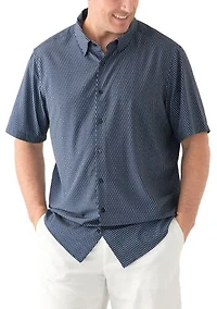 Big & Tall Short Sleeve Slim Diagonal Geo Print Shirt