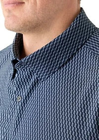 Big & Tall Short Sleeve Slim Diagonal Geo Print Shirt