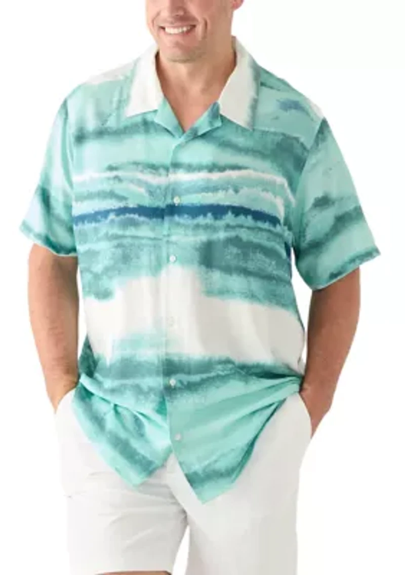 Big & Tall Short Sleeve Wave Print Shirt