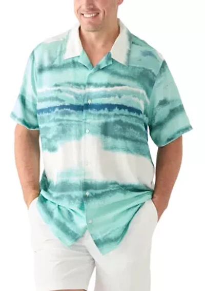 Big & Tall Short Sleeve Wave Print Shirt
