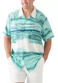 Big & Tall Short Sleeve Wave Print Shirt